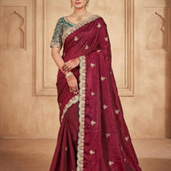 Ladies Matching Saree with Blouse Piece for Premium Ethnic and Traditional Wear | CDM-CROREPATI