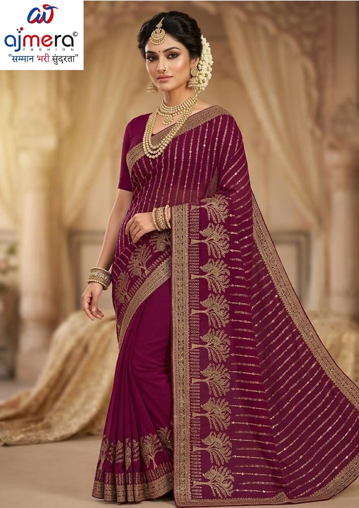 Embroidered Fancy Saree with Blouse Piece for Premium Ethnic and Traditional Wear | MTE-QUEEN VASUNDHARA