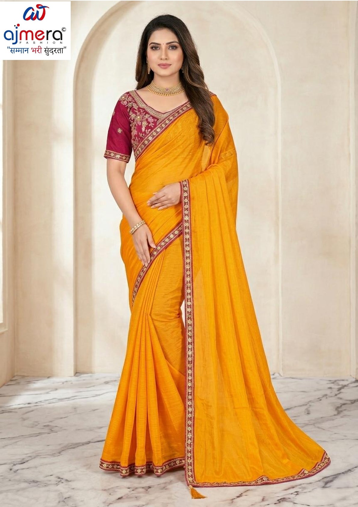 Embroidered Fancy Saree with Blouse Piece for Premium Ethnic and Traditional Wear | CDM-FREEDOM