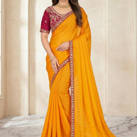 Embroidered Fancy Saree with Blouse Piece for Premium Ethnic and Traditional Wear | CDM-FREEDOM