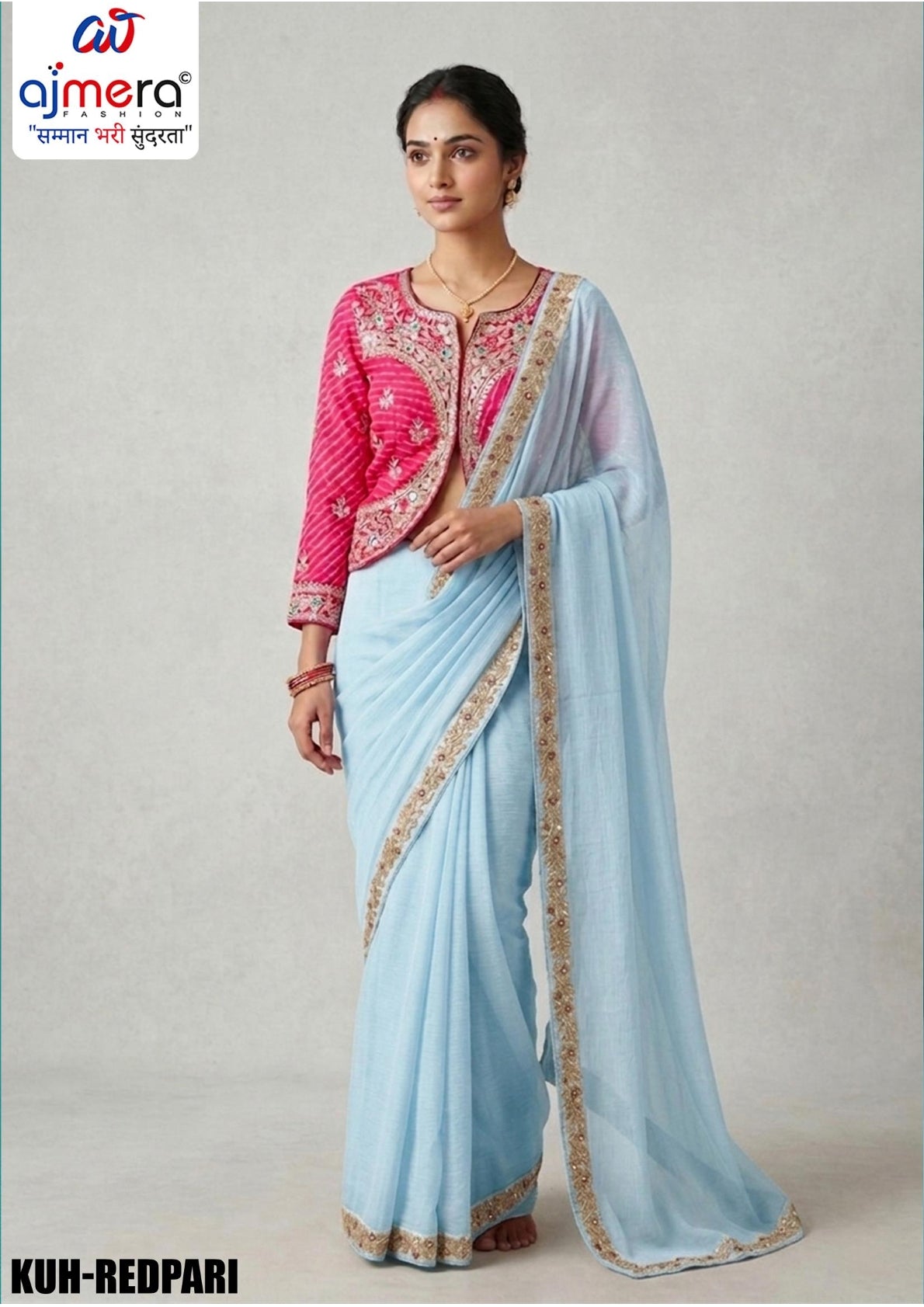 Dyed Fancy Matching Saree with Blouse Piece for Premium Ethnic and Traditional Wear | KUH-REDPARI