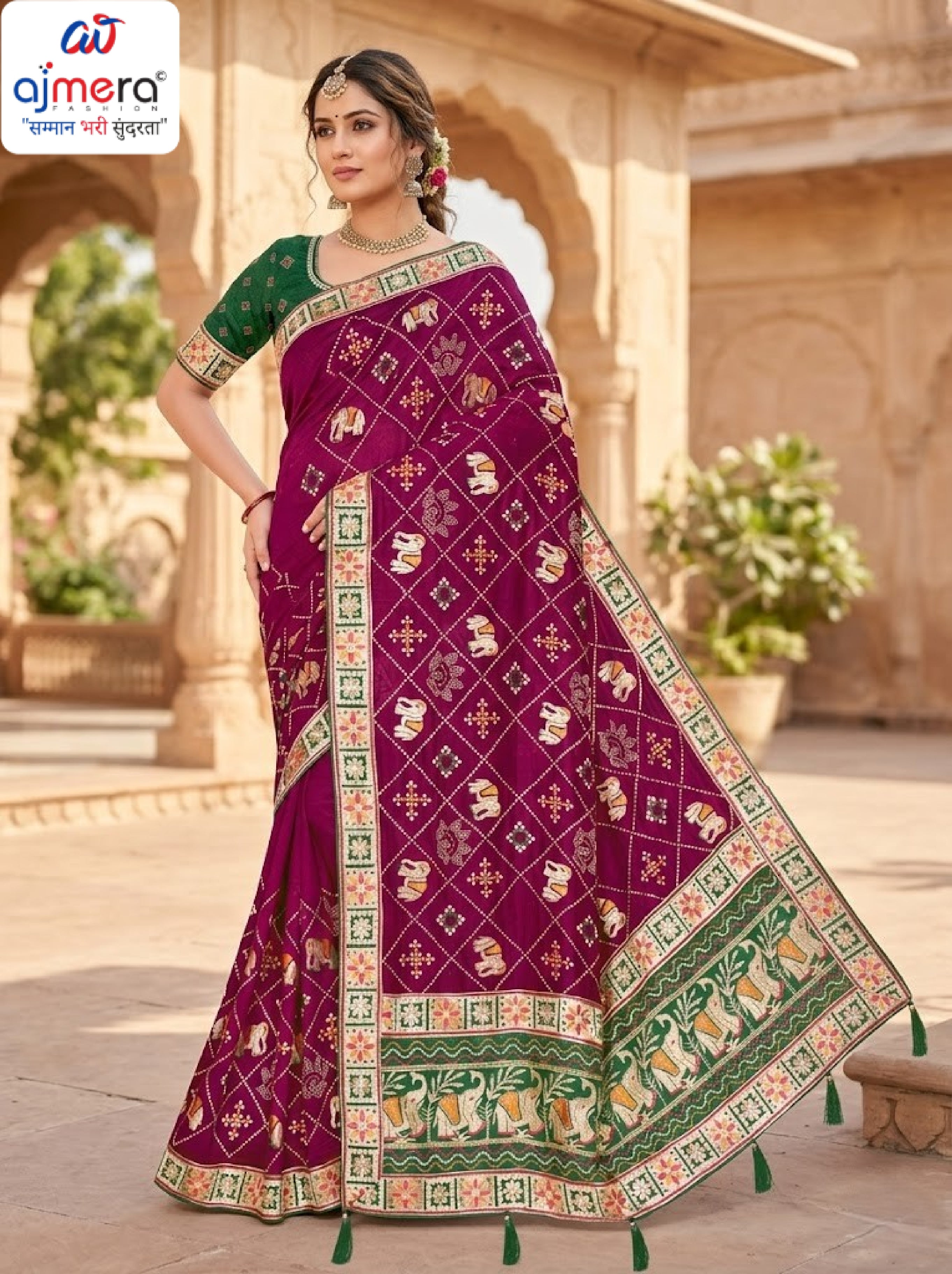 Ethnic Matching Saree with Blouse Piece for Premium Ethnic and Traditional Wear | BSP-JASODA