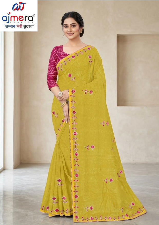 Party Wear Matching Saree with Blouse Piece for Premium Ethnic and Traditional Wear | SIR-MOGRA-A