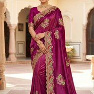 Embroidered Fancy Saree with Blouse Piece for Premium Ethnic and Traditional Wear | PSC-BROWNIE-4353