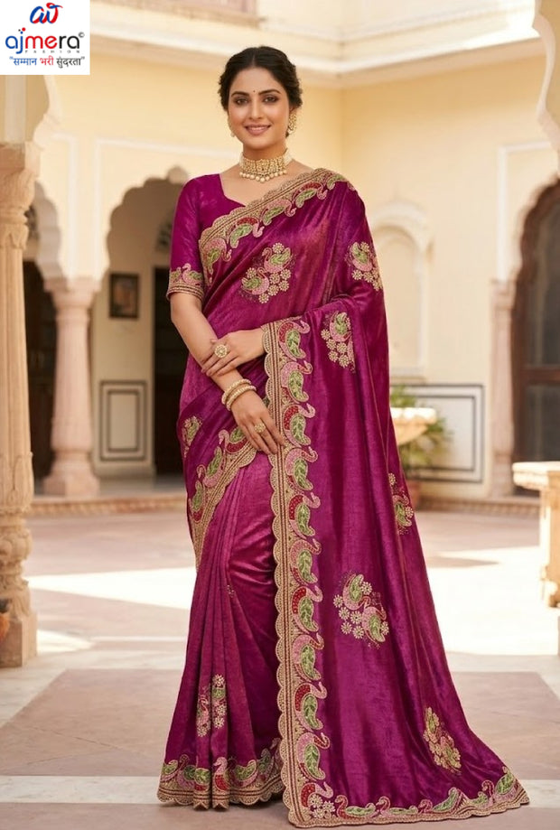 Embroidered Fancy Saree with Blouse Piece for Premium Ethnic and Traditional Wear | PSC-BROWNIE-4353