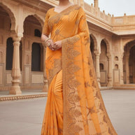 Synthetic Matching Saree with Blouse Piece for Premium Ethnic and Traditional Wear | VKM-SAVITRI