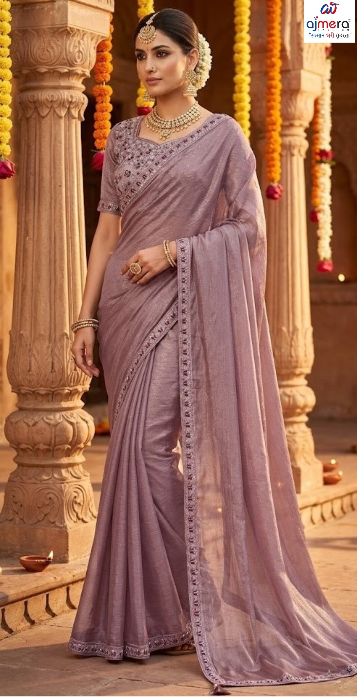 Embroidered Fancy Saree with Blouse Piece for Premium Ethnic and Traditional Wear | KPS-MOGAMBO