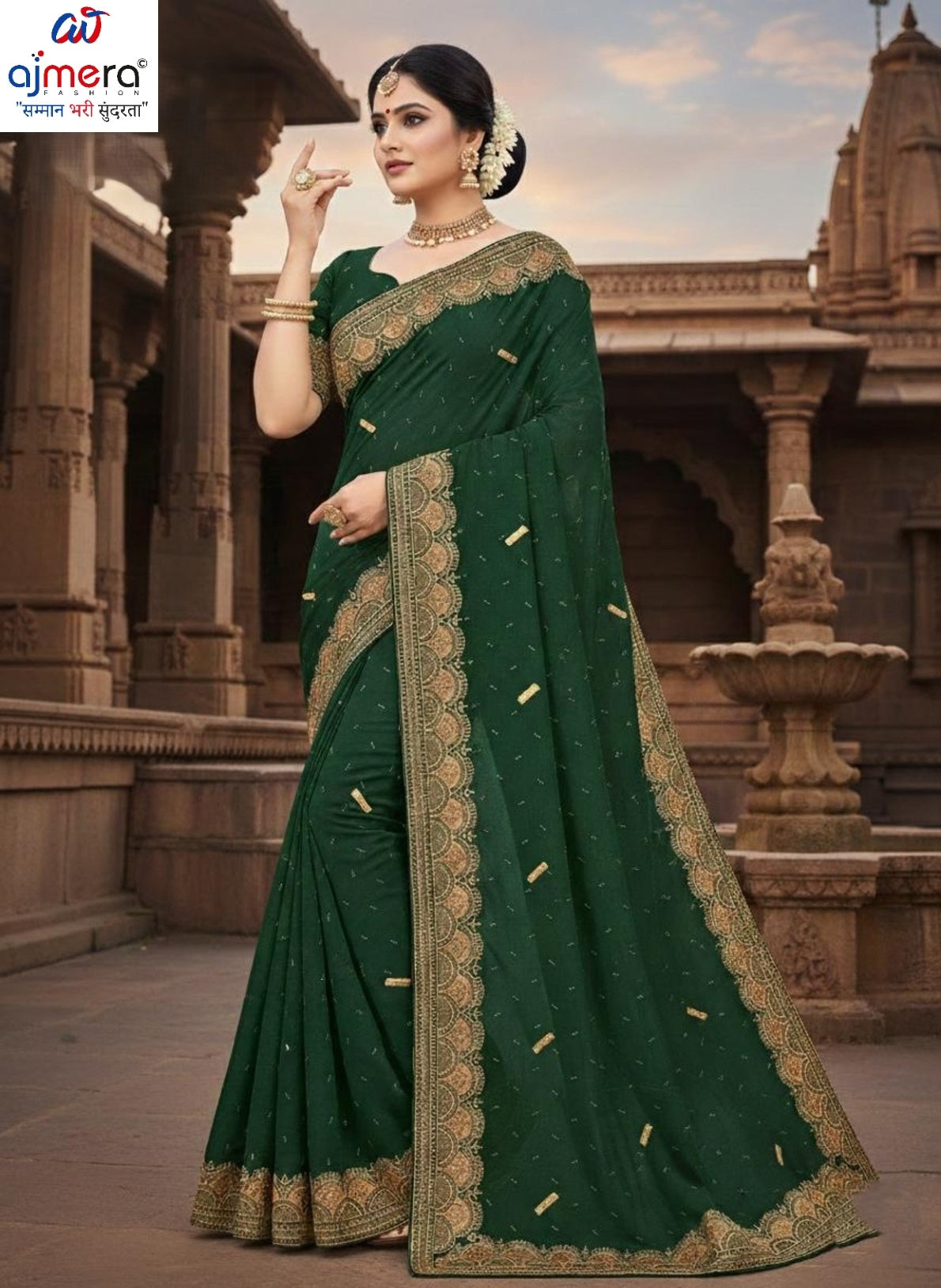 Ladies Matching Saree with Blouse Piece for Premium Ethnic and Traditional Wear | VKM-JAAFERI