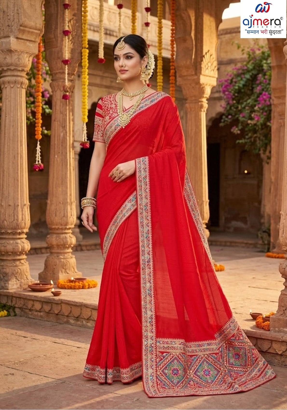 Printed Matching Saree with Blouse Piece for Premium Ethnic and Traditional Wear | KPS-ARJUN