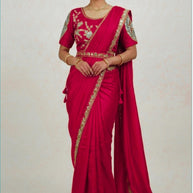 Synthetic Matching Saree with Blouse Piece for Premium Ethnic and Traditional Wear | KUH-MONDAY