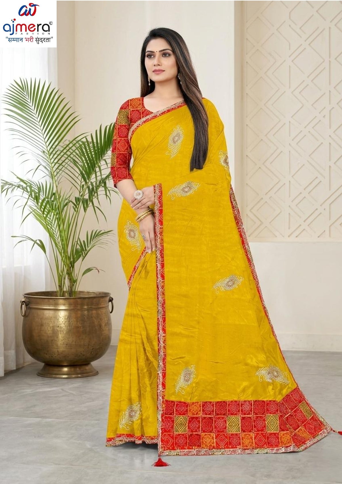 Synthetic Matching Saree with Blouse Piece for Premium Ethnic and Traditional Wear | SIR-SUPER MAX