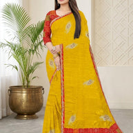 Synthetic Matching Saree with Blouse Piece for Premium Ethnic and Traditional Wear | SIR-SUPER MAX