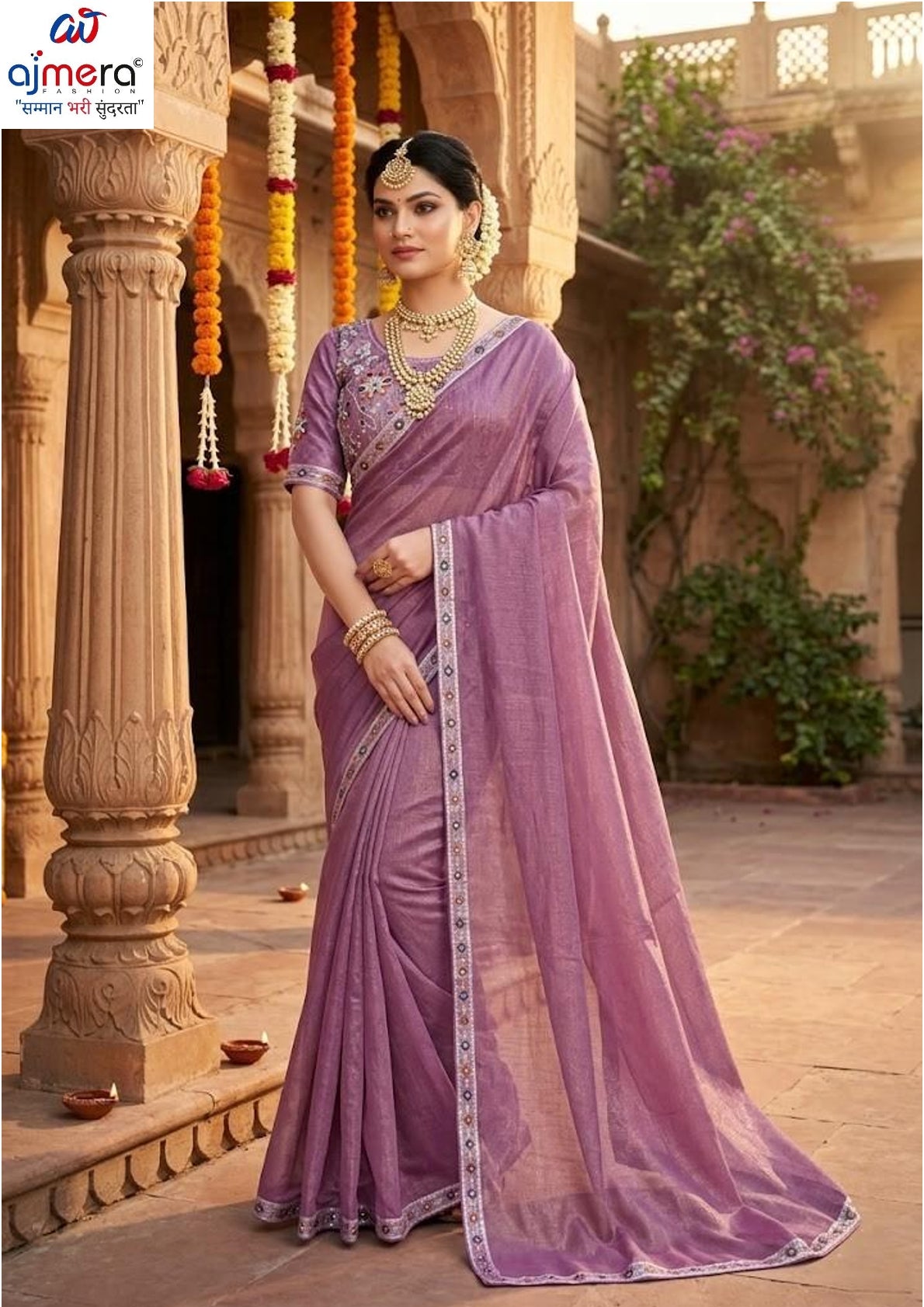 Synthetic Matching Saree with Blouse Piece for Premium Ethnic and Traditional Wear | KPS-SOUL