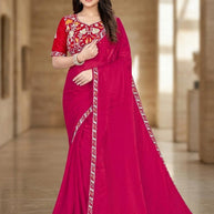 Fancy Matching Saree with Blouse Piece for Premium Ethnic and Traditional Wear | KPS-STRAWBERRY