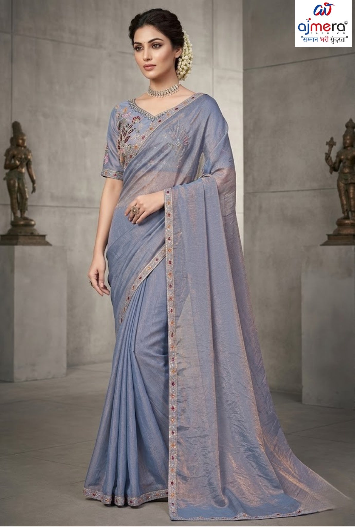 Dyed Fancy Matching Saree with Blouse Piece for Premium Ethnic and Traditional Wear | KPS-CARROT