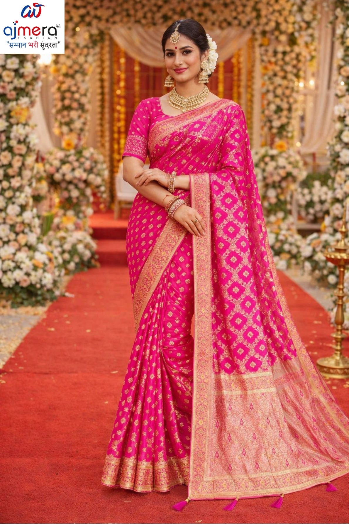 Synthetic Matching Saree with Blouse Piece for Premium Ethnic and Traditional Wear | RAL-SURYANJALI