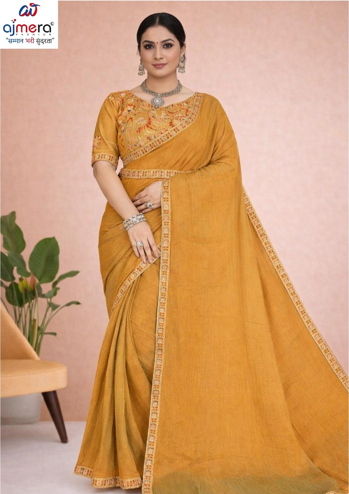 Embroidered Fancy Saree with Blouse Piece for Premium Ethnic and Traditional Wear | KPS-FOREST