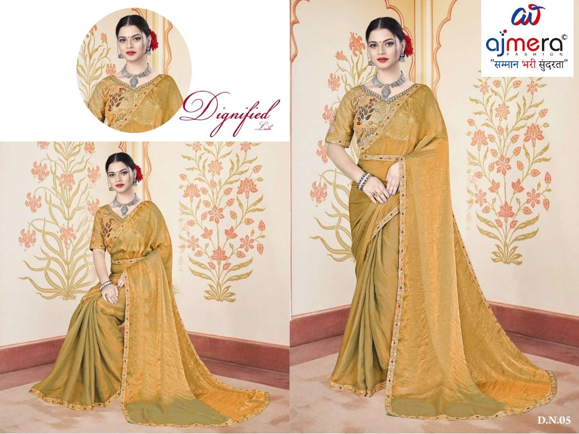 Dyed Fancy Matching Saree with Blouse Piece for Premium Ethnic and Traditional Wear | KPS-CARROT