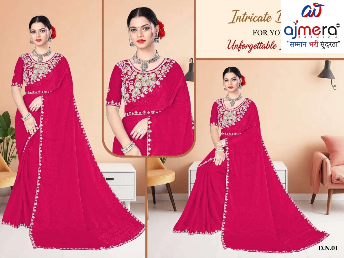 Embroidered Fancy Saree with Blouse Piece for Premium Ethnic and Traditional Wear | KPS-BABY JOHN