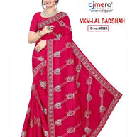 Embroidered Fancy Saree with Blouse Piece for Premium Ethnic and Traditional Wear | VKM-LAL BADSHAH
