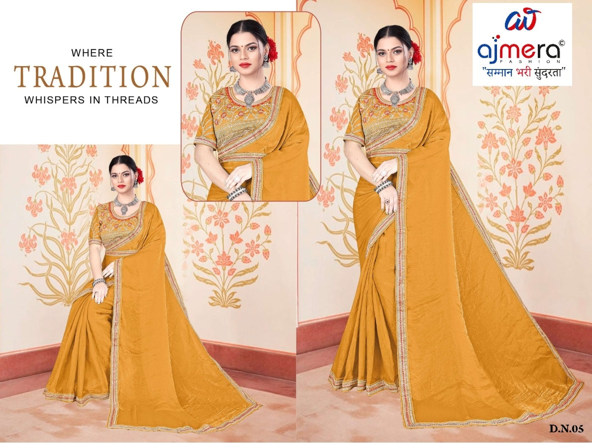 Synthetic Matching Saree with Blouse Piece for Premium Ethnic and Traditional Wear | KPS-KARAN