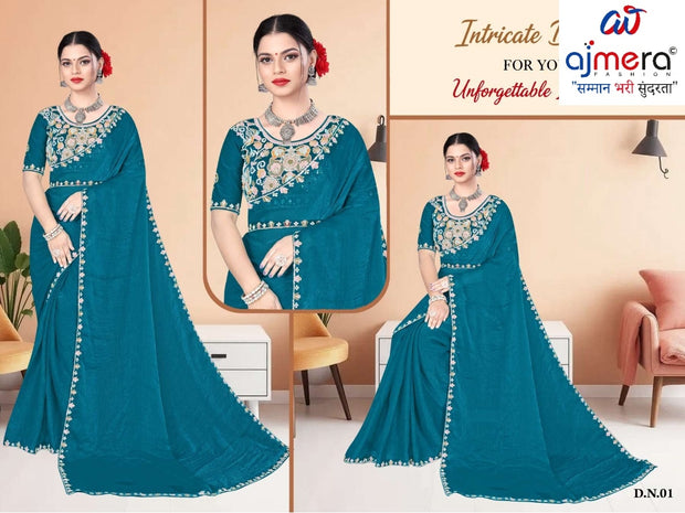 Embroidered Fancy Saree with Blouse Piece for Premium Ethnic and Traditional Wear | KPS-BABY JOHN