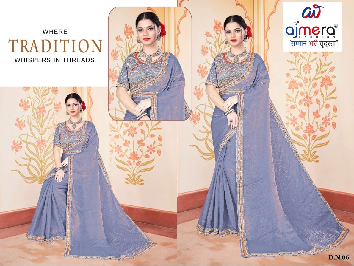 Synthetic Matching Saree with Blouse Piece for Premium Ethnic and Traditional Wear | KPS-KARAN