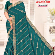 Matching Saree with Blouse Piece for Premium Ethnic and Traditional Wear | VKM-WILD FIRE