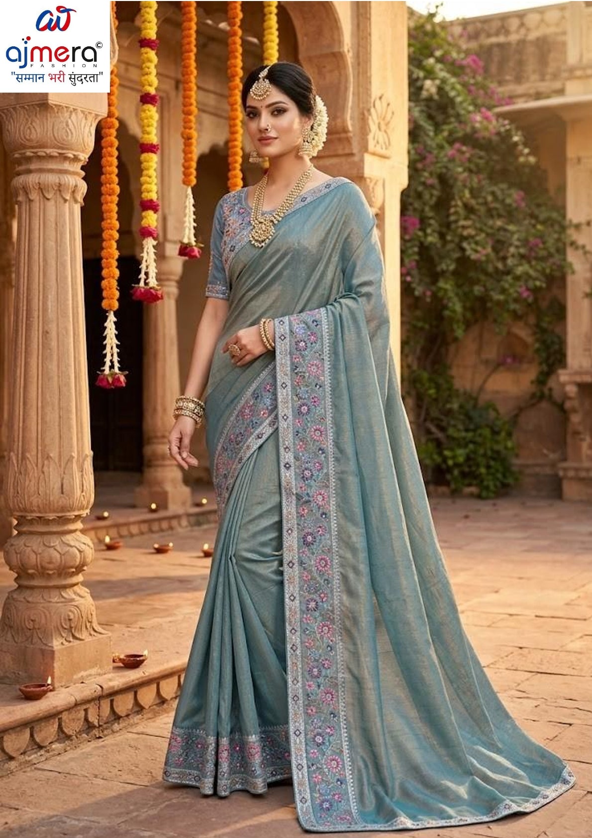 Synthetic Matching Saree with Blouse Piece for Premium Ethnic and Traditional Wear | KPS-SOUL