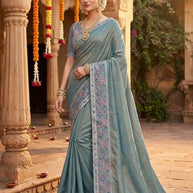 Synthetic Matching Saree with Blouse Piece for Premium Ethnic and Traditional Wear | KPS-SOUL