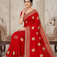 Dyed Fancy Matching Saree with Blouse Piece for Premium Ethnic and Traditional Wear | VKM-TOP GUN
