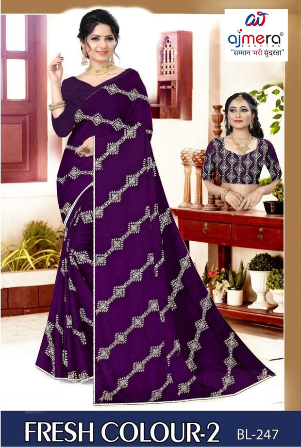 Ladies Matching Saree with Blouse Piece for Premium Ethnic and Traditional Wear | KDV-FRESH COLOUR-2