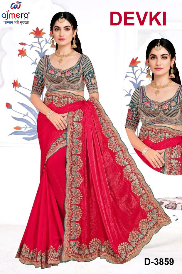 Printed Matching Saree with Blouse Piece for Premium Ethnic and Traditional Wear | CDM-DEVKI