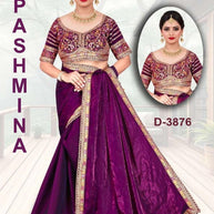 Synthetic Matching Saree with Blouse Piece for Premium Ethnic and Traditional Wear | CDM-PASHMINA