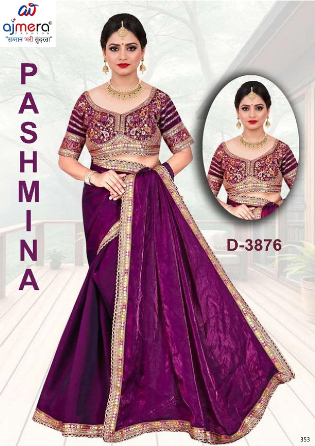 Synthetic Matching Saree with Blouse Piece for Premium Ethnic and Traditional Wear | CDM-PASHMINA