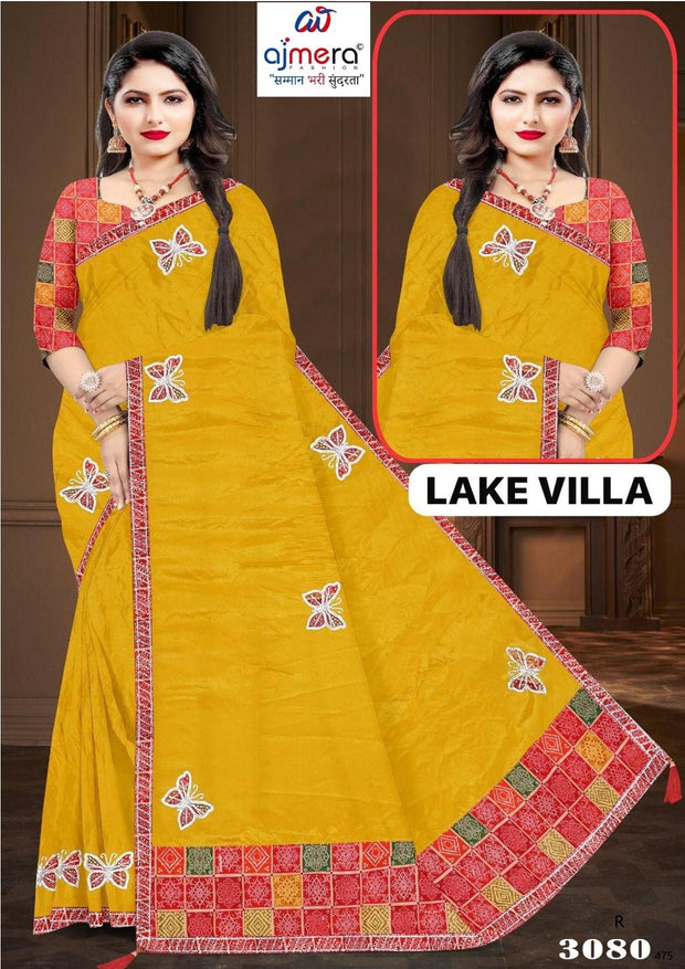 Printed Matching Saree with Blouse Piece for Premium Ethnic and Traditional Wear | SIR-LAKE VILLA