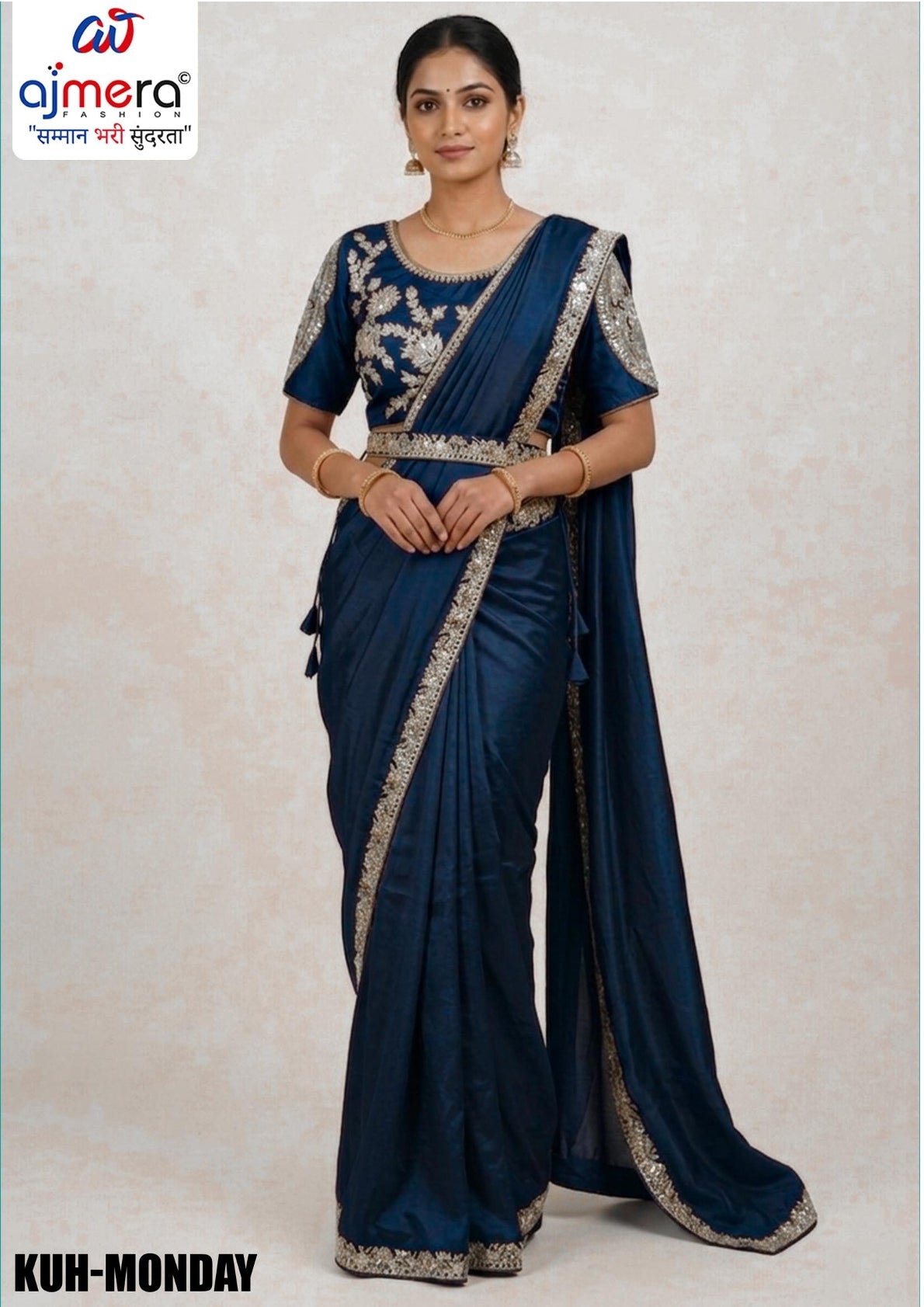 Synthetic Matching Saree with Blouse Piece for Premium Ethnic and Traditional Wear | KUH-MONDAY
