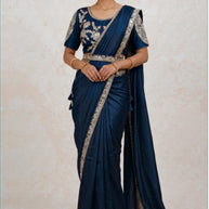 Synthetic Matching Saree with Blouse Piece for Premium Ethnic and Traditional Wear | KUH-MONDAY