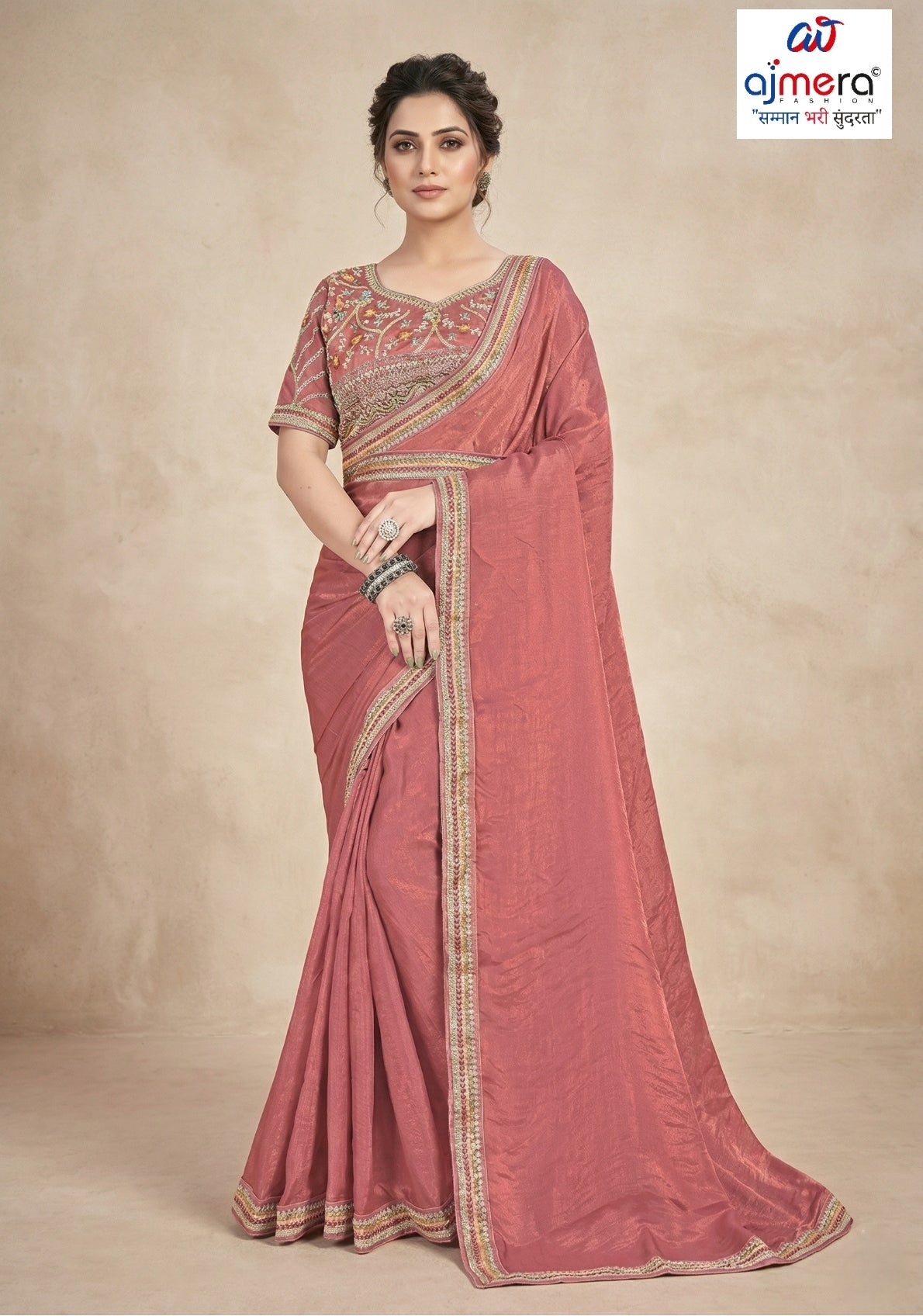 Synthetic Matching Saree with Blouse Piece for Premium Ethnic and Traditional Wear | KPS-KARAN