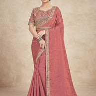 Synthetic Matching Saree with Blouse Piece for Premium Ethnic and Traditional Wear | KPS-KARAN