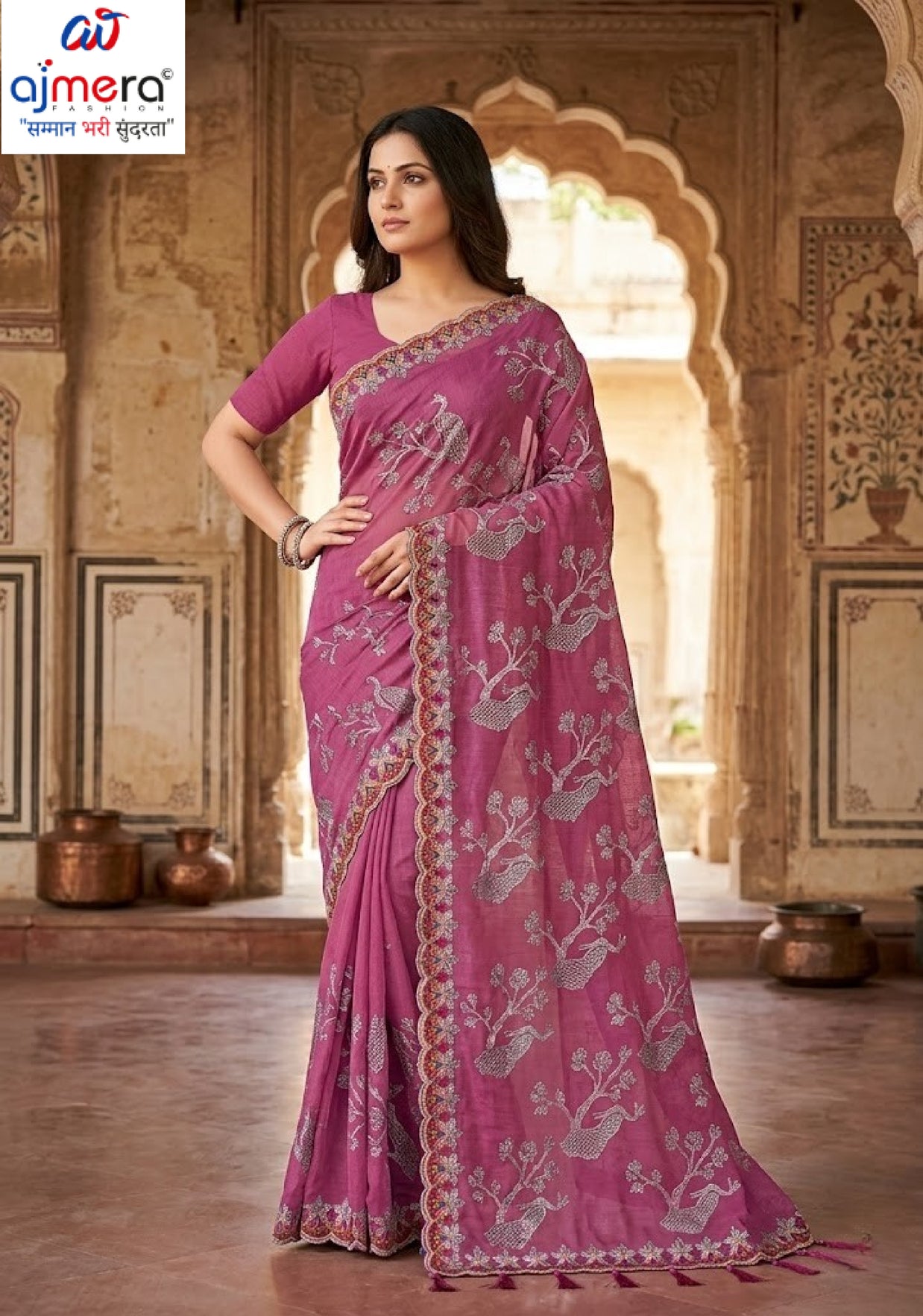 Ethnic Matching Saree with Blouse Piece for Premium Ethnic and Traditional Wear | MTE-GARDEN PEACOCK