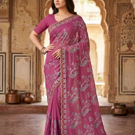 Ethnic Matching Saree with Blouse Piece for Premium Ethnic and Traditional Wear | MTE-GARDEN PEACOCK