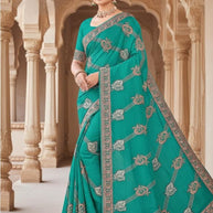 Embroidered Fancy Saree with Blouse Piece for Premium Ethnic and Traditional Wear | VKM-LAL BADSHAH