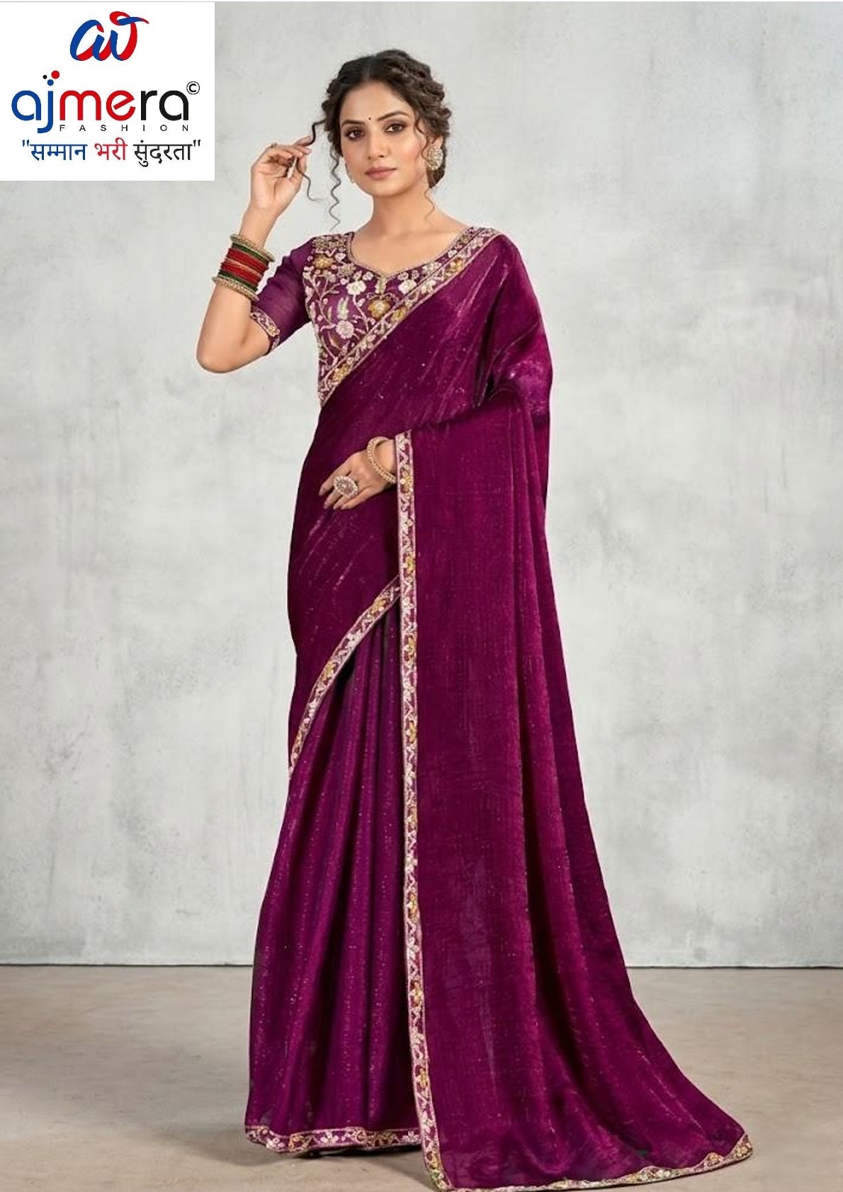 Party Wear Matching Saree with Blouse Piece for Premium Ethnic and Traditional Wear | KPS-BADAM