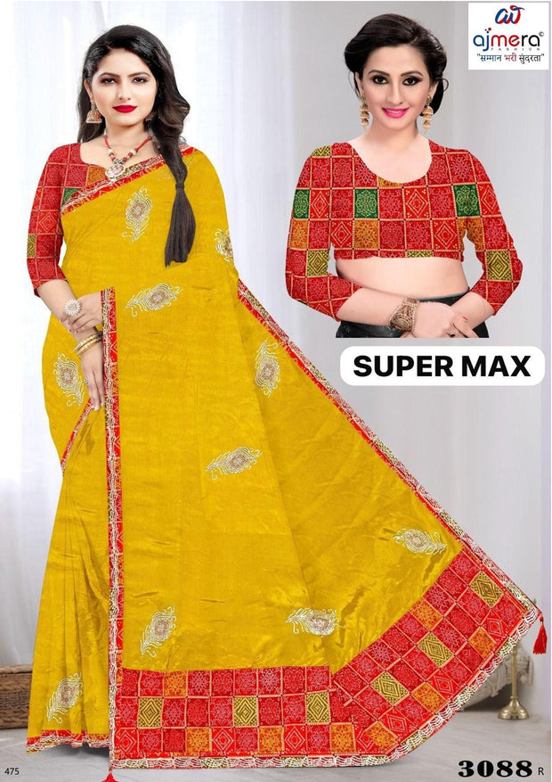Synthetic Matching Saree with Blouse Piece for Premium Ethnic and Traditional Wear | SIR-SUPER MAX