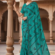 Printed Matching Saree with Blouse Piece for Premium Ethnic and Traditional Wear | MTE-BLACK SONAM
