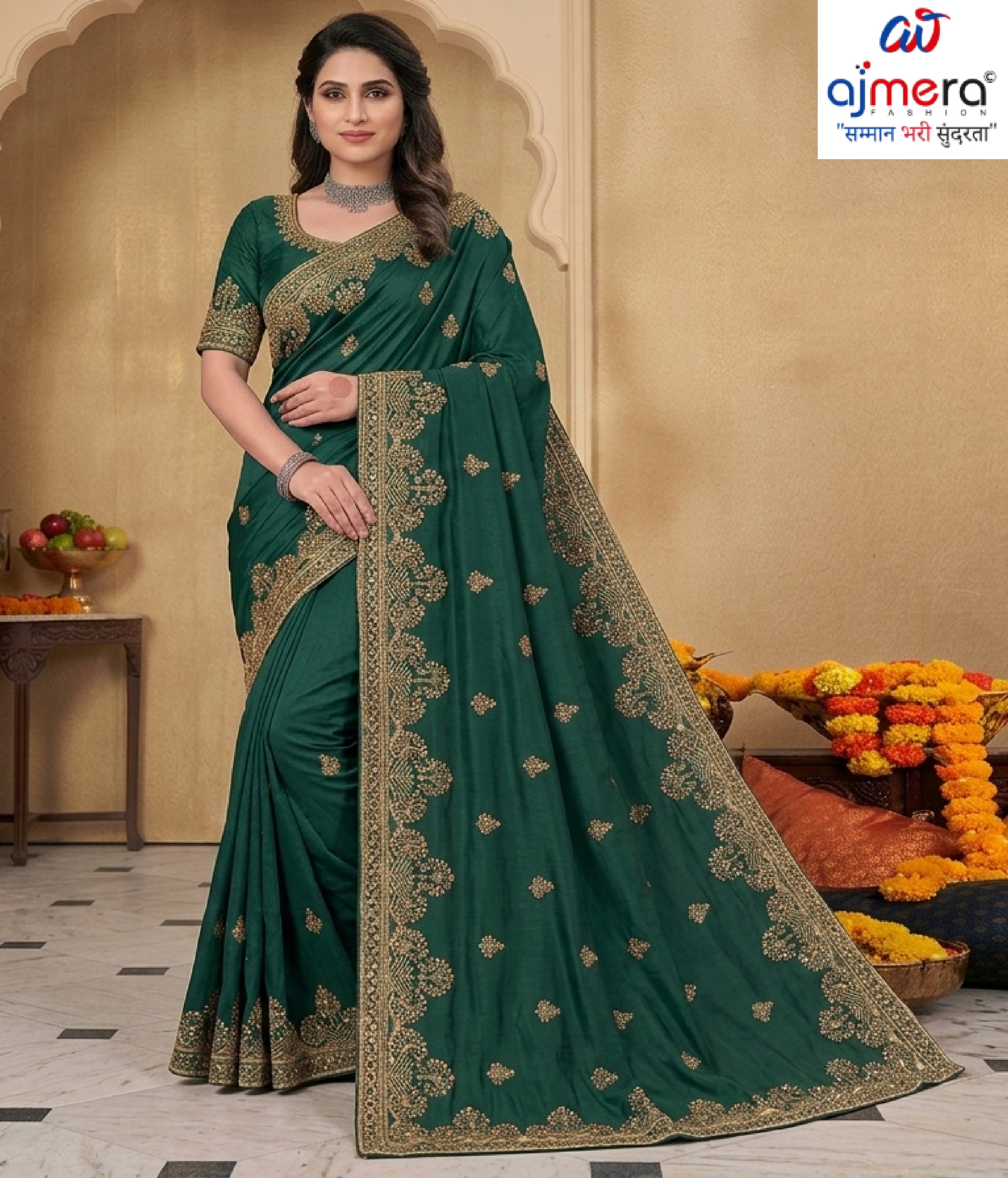 Ethnic Matching Saree with Blouse Piece for Premium Ethnic and Traditional Wear | TUL-RISTA