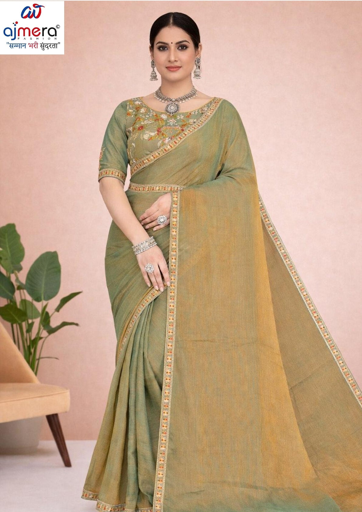 Embroidered Fancy Saree with Blouse Piece for Premium Ethnic and Traditional Wear | KPS-FOREST