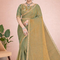 Embroidered Fancy Saree with Blouse Piece for Premium Ethnic and Traditional Wear | KPS-FOREST