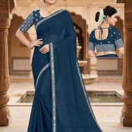 Party Wear Matching Saree with Blouse Piece for Premium Ethnic and Traditional Wear | SMM-8745